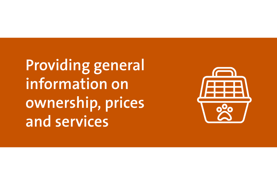 CMA graphic about providing information on veterinary ownership, prices and services
